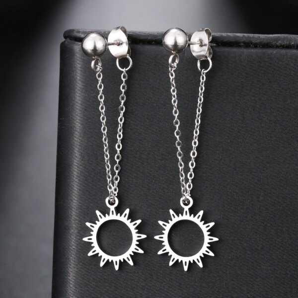 boucle d'oreille femme en acier inoxydable, chaîne Simple, perle, étoile ronde, feuille d'érable