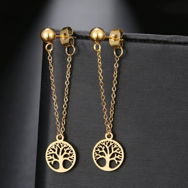 boucle d'oreille femme en acier inoxydable, chaîne Simple, perle, étoile ronde, feuille d'érable