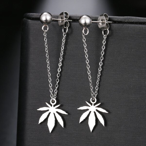 29875-15229f.jpg boucle d'oreille femme en acier inoxydable, chaîne Simple, perle, étoile ronde, feuille d'érable