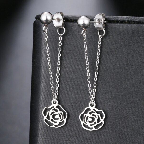 boucle d'oreille femme en acier inoxydable, chaîne Simple, perle, étoile ronde, feuille d'érable