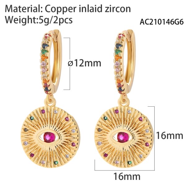 boucle d'oreille femme cœur et mauvais œil turc bleu pour femmes, couleur or véritable