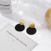 boucle d'oreille femme de déclaration coréenne pour femmes, noir mignon arcylique géométrique