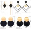 boucle d'oreille femme de déclaration coréenne pour femmes, noir mignon arcylique géométrique