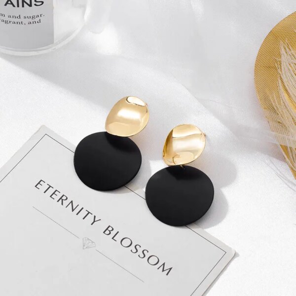 boucle d'oreille femme de déclaration coréenne pour femmes, noir mignon arcylique géométrique