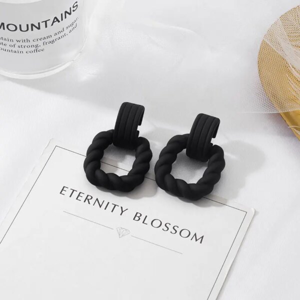 boucle d'oreille femme de déclaration coréenne pour femmes, noir mignon arcylique géométrique