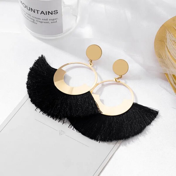 boucle d'oreille femme de déclaration coréenne pour femmes, noir mignon arcylique géométrique