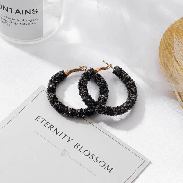 boucle d'oreille femme de déclaration coréenne pour femmes, noir mignon arcylique géométrique