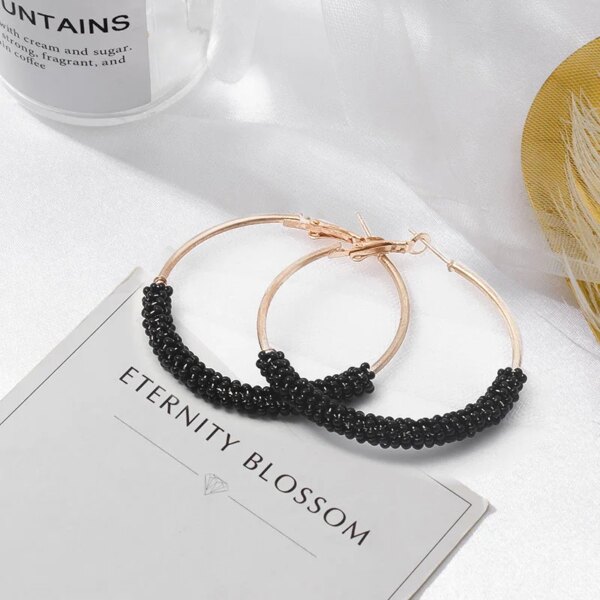 boucle d'oreille femme de déclaration coréenne pour femmes, noir mignon arcylique géométrique