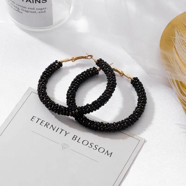 boucle d'oreille femme de déclaration coréenne pour femmes, noir mignon arcylique géométrique