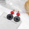 boucle d'oreille femme de déclaration coréenne pour femmes, noir mignon arcylique géométrique