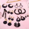 boucle d'oreille femme de déclaration coréenne pour femmes, noir mignon arcylique géométrique Dangle pendants