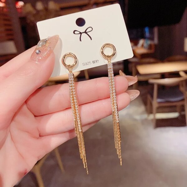 boucle d'oreille femme Vintage en Arc brillant pour femmes, bijoux de luxe suspendus