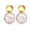 boucle d'oreille femme rondes de déclaration coréenne pour femmes, boucles d'oreilles pendantes en peluche de coquille