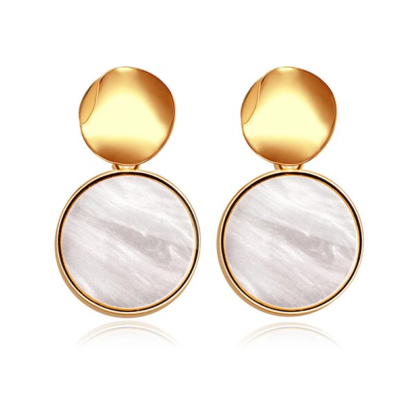 boucle d'oreille femme rondes de déclaration coréenne pour femmes, boucles d'oreilles pendantes en peluche de coquille
