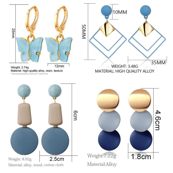 30338-3abb64.jpg boucle d'oreille femme Géométriques pour Femme, Bleues et en Acrylique, Nouvelle Collection Coréenne