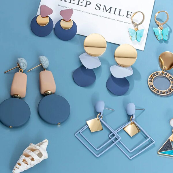 30338-43ae2b.jpg boucle d'oreille femme Géométriques pour Femme, Bleues et en Acrylique, Nouvelle Collection Coréenne