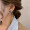 boucle d'oreille femme coréennes mignonnes, amour, coeur, Bling, Zircon, pierre, or Rose