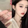 boucle d'oreille femme coréennes mignonnes, amour, coeur, Bling, Zircon, pierre, or Rose