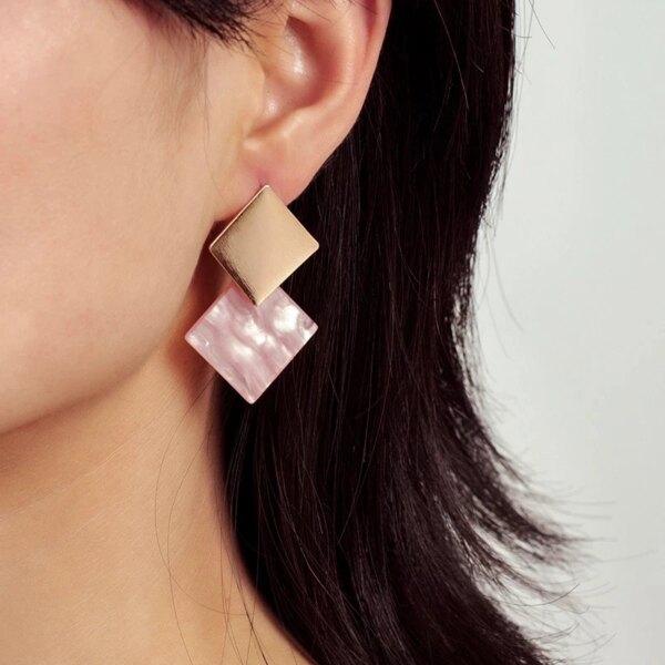 boucle d'oreille femme géométriques en acrylique pour femmes, coréen, rose, mignon, romantique, fleur ronde