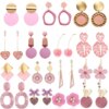 boucle d'oreille femme géométriques en acrylique pour femmes, coréen, rose, mignon, romantique, fleur ronde
