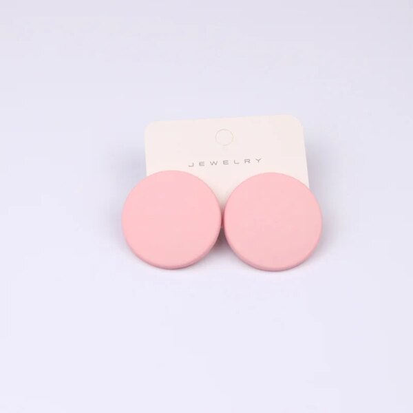 boucle d'oreille femme géométriques en acrylique pour femmes, coréen, rose, mignon, romantique, fleur ronde