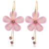 boucle d'oreille femme géométriques en acrylique pour femmes, coréen, rose, mignon, romantique, fleur ronde