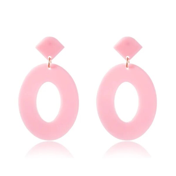 boucle d'oreille femme géométriques en acrylique pour femmes, coréen, rose, mignon, romantique, fleur ronde