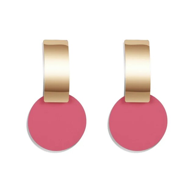 boucle d'oreille femme géométriques en acrylique pour femmes, coréen, rose, mignon, romantique, fleur ronde