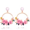boucle d'oreille femme géométriques en acrylique pour femmes, coréen, rose, mignon, romantique, fleur ronde