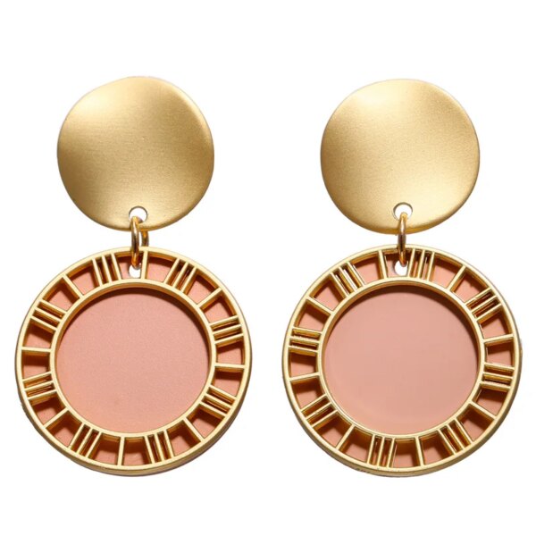 boucle d'oreille femme géométriques en acrylique pour femmes, coréen, rose, mignon, romantique, fleur ronde