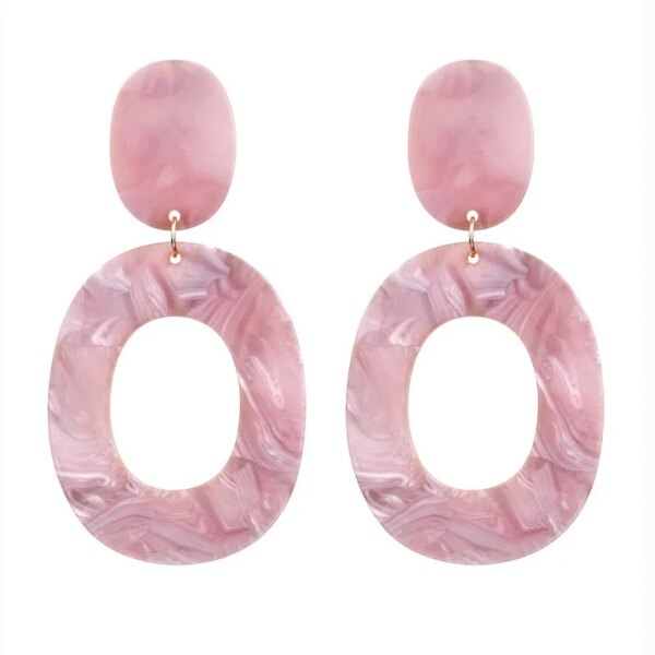 boucle d'oreille femme géométriques en acrylique pour femmes, coréen, rose, mignon, romantique, fleur ronde