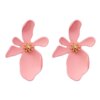 boucle d'oreille femme géométriques en acrylique pour femmes, coréen, rose, mignon, romantique, fleur ronde