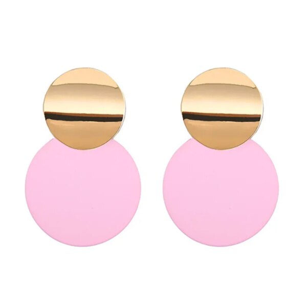 boucle d'oreille femme géométriques en acrylique pour femmes, coréen, rose, mignon, romantique, fleur ronde