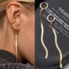 boucle d'oreille femme longues en acier inoxydable couleur or pour femmes, boucles d'oreilles coréennes simples géométriques unique