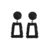 boucle d'oreille femme en forme de fleur pour femmes, bijoux de fête, de couleur noire, à géométrie ronde