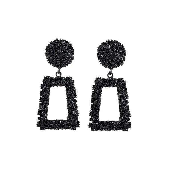 boucle d'oreille femme en forme de fleur pour femmes, bijoux de fête, de couleur noire, à géométrie ronde