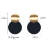 boucle d'oreille femme en forme de fleur pour femmes, bijoux de fête, de couleur noire, à géométrie ronde