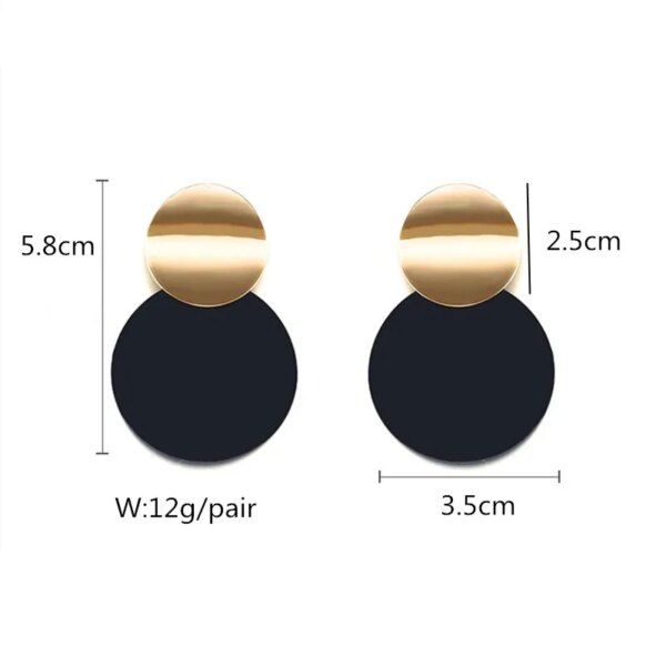 boucle d'oreille femme en forme de fleur pour femmes, bijoux de fête, de couleur noire, à géométrie ronde