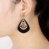 boucle d'oreille femme en forme de fleur pour femmes, bijoux de fête, de couleur noire, à géométrie ronde
