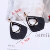boucle d'oreille femme en forme de fleur pour femmes, bijoux de fête, de couleur noire, à géométrie ronde