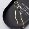 boucle d'oreille femme longues en acier inoxydable couleur or pour femmes, boucles d'oreilles coréennes simples géométriques unique