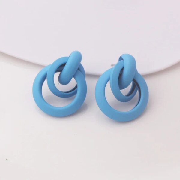 boucle d'oreille femme géométriques bleues pour femmes, style bohème, fleur
