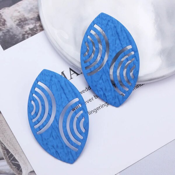 boucle d'oreille femme géométriques bleues pour femmes, style bohème, fleur