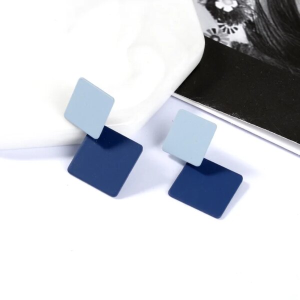 boucle d'oreille femme géométriques bleues pour femmes, style bohème, fleur