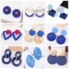 boucle d'oreille femme géométriques bleues pour femmes, style bohème, fleur