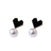 boucle d'oreille femme en forme de fleur pour femmes, bijoux de fête, de couleur noire, à géométrie ronde