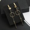 boucle d'oreille femme en forme de fleur pour femmes, bijoux de fête, de couleur noire, à géométrie ronde