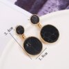boucle d'oreille femme en forme de fleur pour femmes, bijoux de fête, de couleur noire, à géométrie ronde