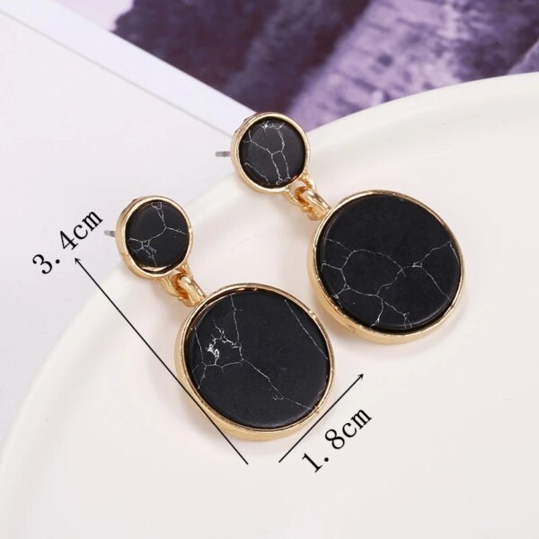 boucle d'oreille femme en forme de fleur pour femmes, bijoux de fête, de couleur noire, à géométrie ronde