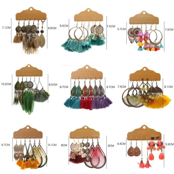 boucle d'oreille femme – lot de 3 paires de boucles d'oreilles Vintage à franges pour femmes